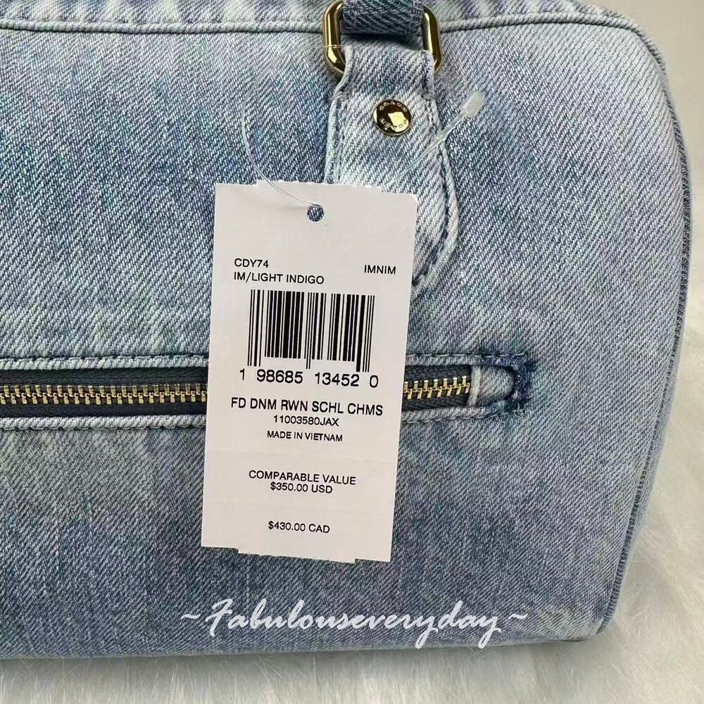 Coach Rowan Satchel Bag Crossbody In Loved Denim With Charms/Gold/Indigo CDY74 - Picture 4 of 9